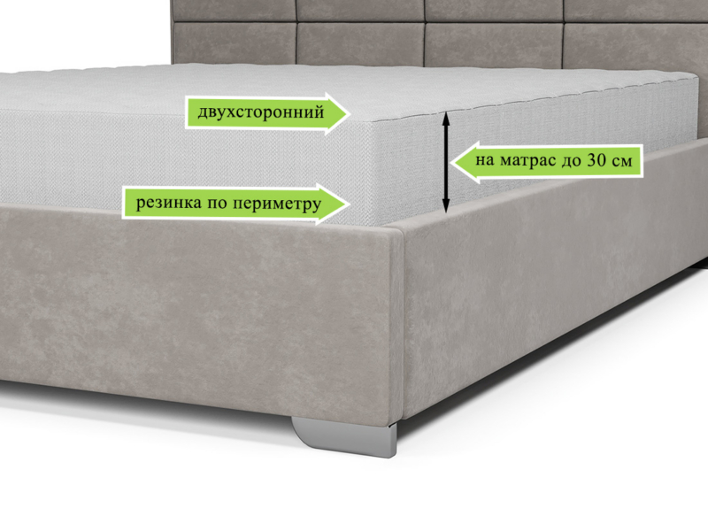 Наматрасник защитный ЭОС "Double cotton" h-30 Light grey — изображение 2